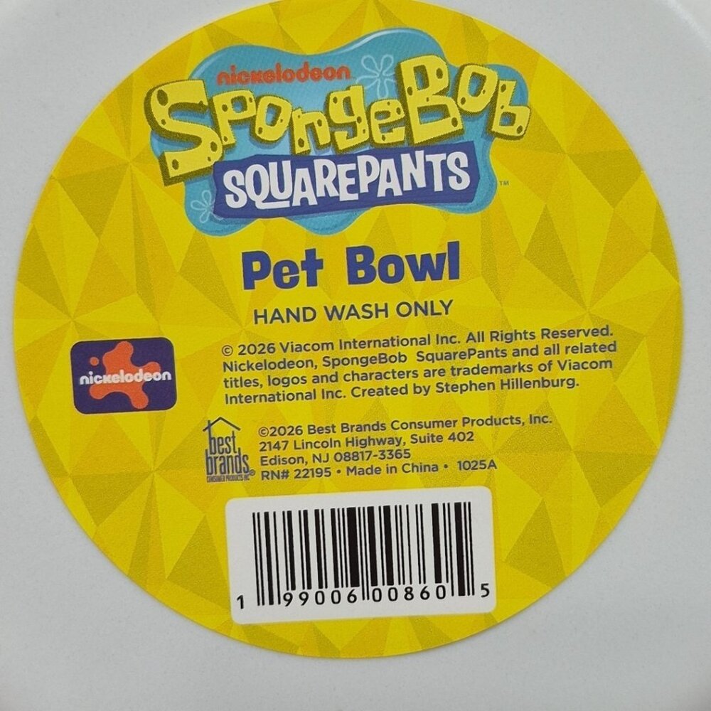 SpongeBob SquarePants Pet Bowl Dog Cat Food‎ Water Dish, Blue, 7in Dia, Lot Of 2 - Picture 4 of 5